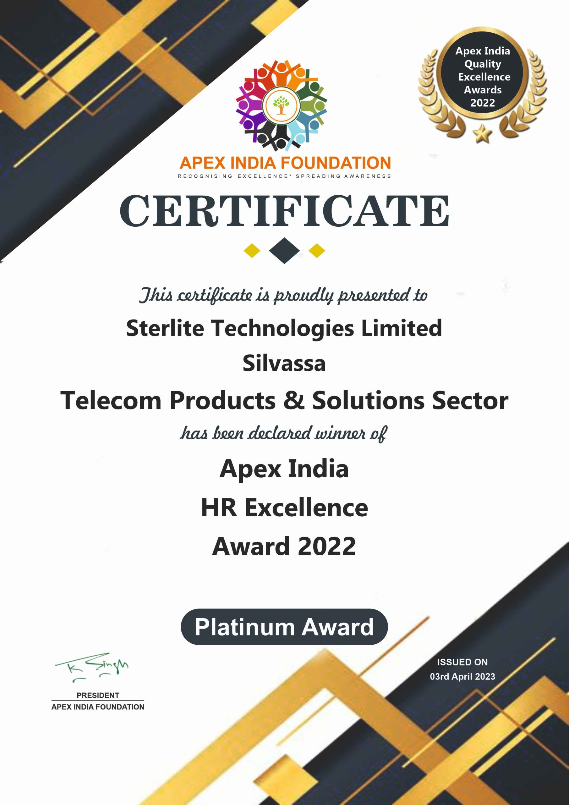 STERLITE-HR-corporate-Certificate